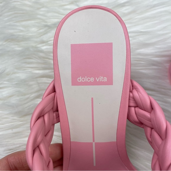 New Dolce Vita Paily Chunky Braided Block Heel Slide Sandal in Rose Stella - Picture 6 of 10